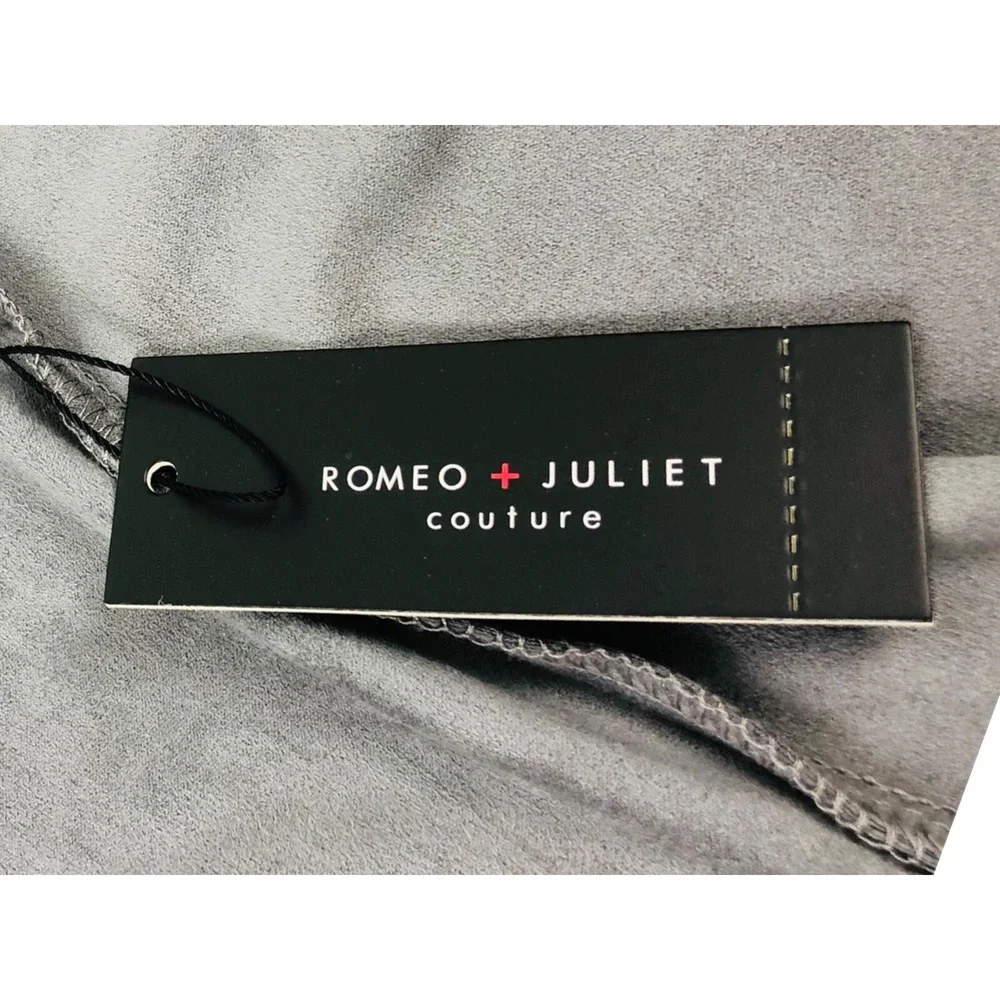 Romeo & Juliet Couture Womens Large Gray Polyester Faux Suede Open NWT $155